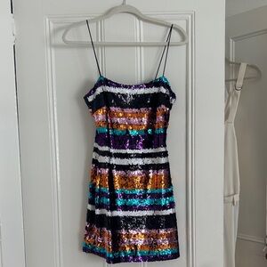 Colorful Striped Sequin Dress